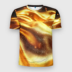 Мужская спорт-футболка Золотая текстура волнистая
