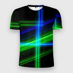 Футболка спортивная мужская Color blue black green, цвет: 3D-принт