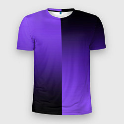 Футболка спортивная мужская Чёрно-сиреневый градиент пополам, цвет: 3D-принт