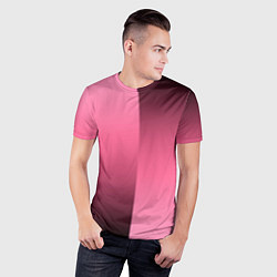 Футболка спортивная мужская Розовый с затемнением градиент пополам, цвет: 3D-принт — фото 2