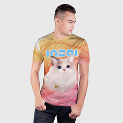 Футболка спортивная мужская Inzoi кошечка на блестящем фоне, цвет: 3D-принт — фото 2