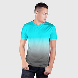 Футболка спортивная мужская Серо-голубой светлый градиент, цвет: 3D-принт — фото 2