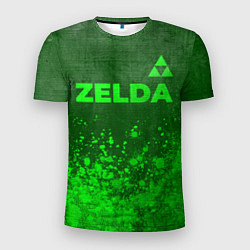 Мужская спорт-футболка Zelda - green gradient посередине
