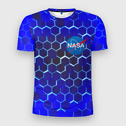 Мужская спорт-футболка Nasa голубая броня