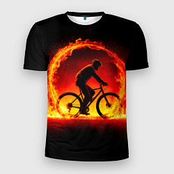 Футболка спортивная мужская Трековый велосипедист в огне, цвет: 3D-принт