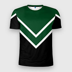 Мужская спорт-футболка Зелёный с чёрным и белые полосы