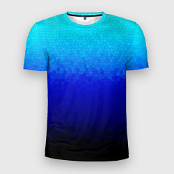 Мужская спорт-футболка Градиент мозаика из голубого в чёрный