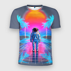 Футболка спортивная мужская Пальмы в космосе - вапорвейв космонавт, цвет: 3D-принт