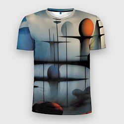 Мужская спорт-футболка Архитектурная абстракция в тумане