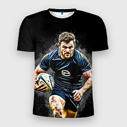 Футболка спортивная мужская Регбист на черном, цвет: 3D-принт