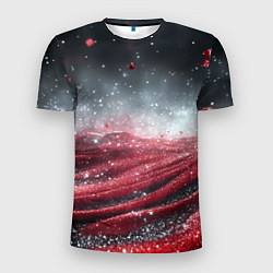 Футболка спортивная мужская Красно-черная текстура с блестками, цвет: 3D-принт