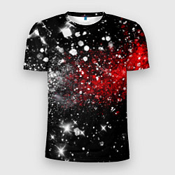 Футболка спортивная мужская Бело-красные блестяшки на черном, цвет: 3D-принт