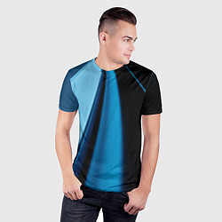 Футболка спортивная мужская Black blue, цвет: 3D-принт — фото 2