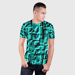 Футболка спортивная мужская Неоновый голубой объёмный эффект, цвет: 3D-принт — фото 2