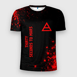 Мужская спорт-футболка Thirty Seconds to Mars - red gradient вертикально