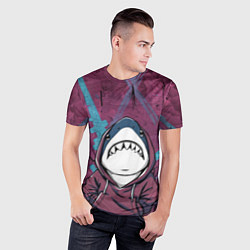 Футболка спортивная мужская Акула в капюшоне, цвет: 3D-принт — фото 2