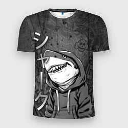 Футболка спортивная мужская Акула в капюшоне, цвет: 3D-принт