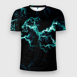 Футболка спортивная мужская Lightning light blue glow, цвет: 3D-принт
