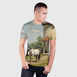 Футболка спортивная мужская Старый домик и лошадь, цвет: 3D-принт — фото 2