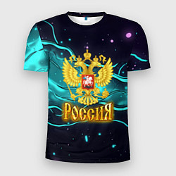 Мужская спорт-футболка Россия - березовая абстракция