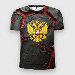 Мужская спорт-футболка Герб России черные плиты