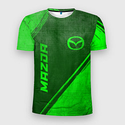 Мужская спорт-футболка Mazda - green gradient вертикально