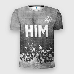 Футболка спортивная мужская HIM - grey gradient посередине, цвет: 3D-принт