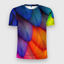 Футболка спортивная мужская Радужные перья попугая, цвет: 3D-принт