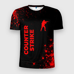 Мужская спорт-футболка Counter Strike - red gradient вертикально