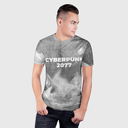 Футболка спортивная мужская Cyberpunk 2077 - grey gradient посередине, цвет: 3D-принт — фото 2