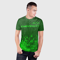 Футболка спортивная мужская Chevrolet - green gradient посередине, цвет: 3D-принт — фото 2