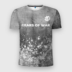 Мужская спорт-футболка Gears of War - grey gradient посередине