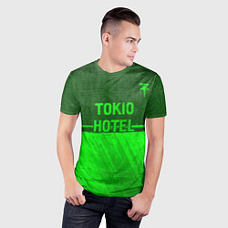 Футболка спортивная мужская Tokio Hotel - green gradient посередине, цвет: 3D-принт — фото 2