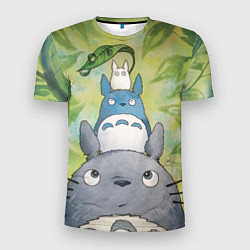 Мужская спорт-футболка Тоторо в лесу акварель