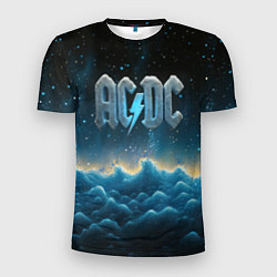 Футболка спортивная мужская ACDC логотип ледяной с молнией, цвет: 3D-принт