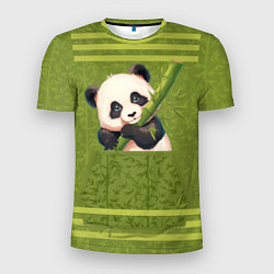 Футболка спортивная мужская Панда и бамбук, цвет: 3D-принт