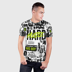 Футболка спортивная мужская Pattern with inscriptions hustle sand boy, цвет: 3D-принт — фото 2