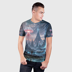 Футболка спортивная мужская Фантастический мир с медузами и озеро у гор, цвет: 3D-принт — фото 2