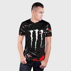 Футболка спортивная мужская Monster energy штрихи, цвет: 3D-принт — фото 2