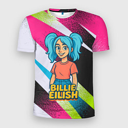 Футболка спортивная мужская Билли Айлиш в стиле мультфильма, цвет: 3D-принт