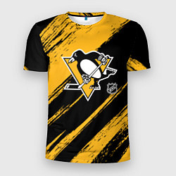 Футболка спортивная мужская Питтсбург Пингвинз - брызги краски, цвет: 3D-принт