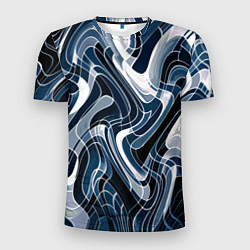 Мужская спорт-футболка Тёмно-синий искажённая абстракция
