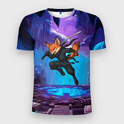 Футболка спортивная мужская Лис ниндзя в прыжке, цвет: 3D-принт