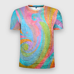 Мужская спорт-футболка Абстракция - multicolored curves