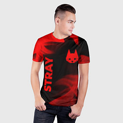 Футболка спортивная мужская Stray - red gradient вертикально, цвет: 3D-принт — фото 2