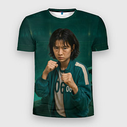 Футболка спортивная мужская Игра в кальмара - игрок 067 в стойке бойца, цвет: 3D-принт