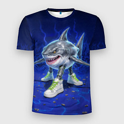 Футболка спортивная мужская Тралалеро тралала - акула киборг, цвет: 3D-принт