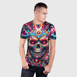 Футболка спортивная мужская Art cyber skull - ai art fantasy, цвет: 3D-принт — фото 2