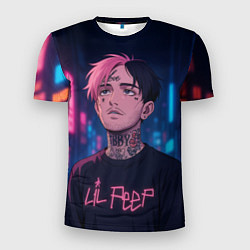 Футболка спортивная мужская LiL Peep - Неоновый аниме арт, цвет: 3D-принт