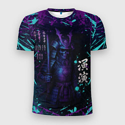 Мужская спорт-футболка Призрачный самурай - неоновый арт